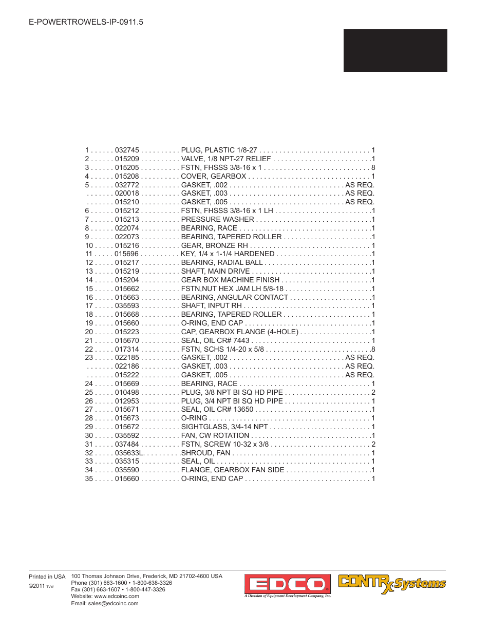 3a parts, 3a-9, Sfc gearbox assembly (cont’d) | EDCO 446 User Manual | Page 22 / 24