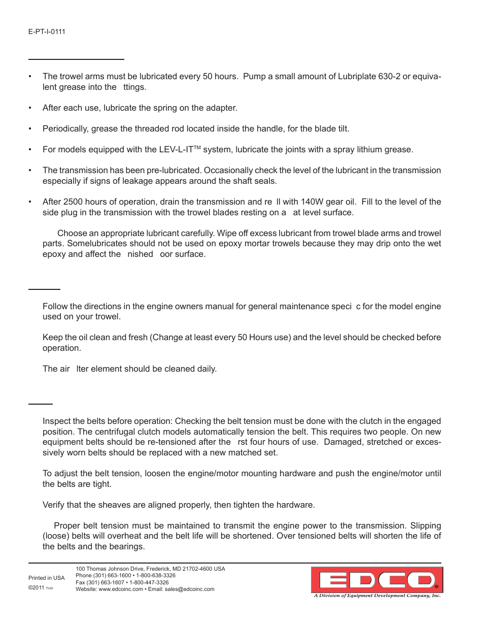 EDCO POWER TROWELS User Manual | Page 12 / 16