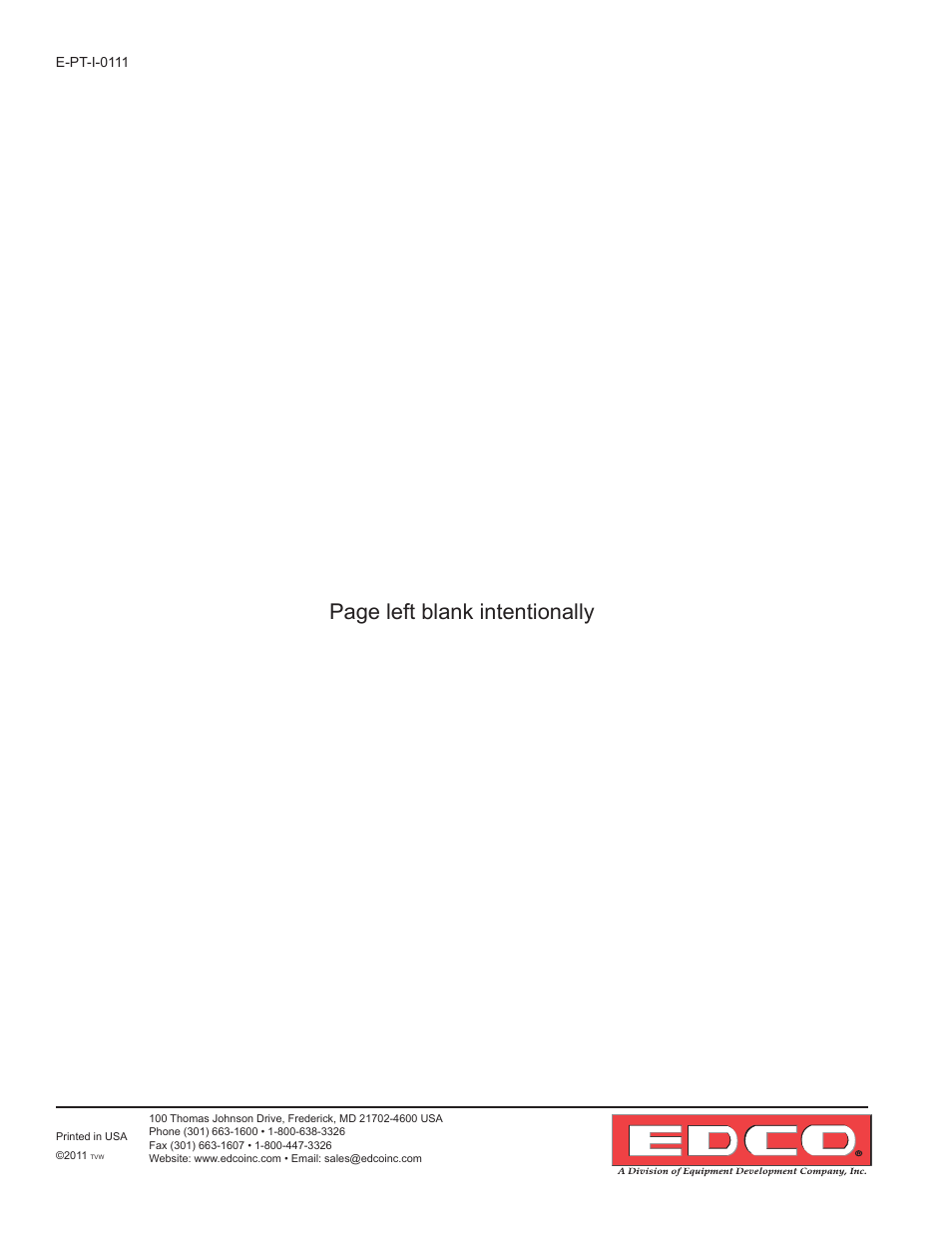 Page left blank intentionally | EDCO POWER TROWELS User Manual | Page 14 / 16