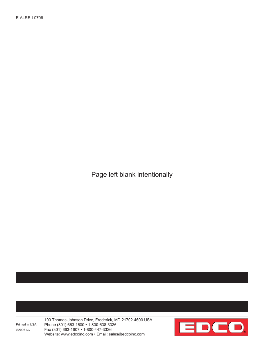 Page left blank intentionally, Warning | EDCO ALR-BS User Manual | Page 14 / 16