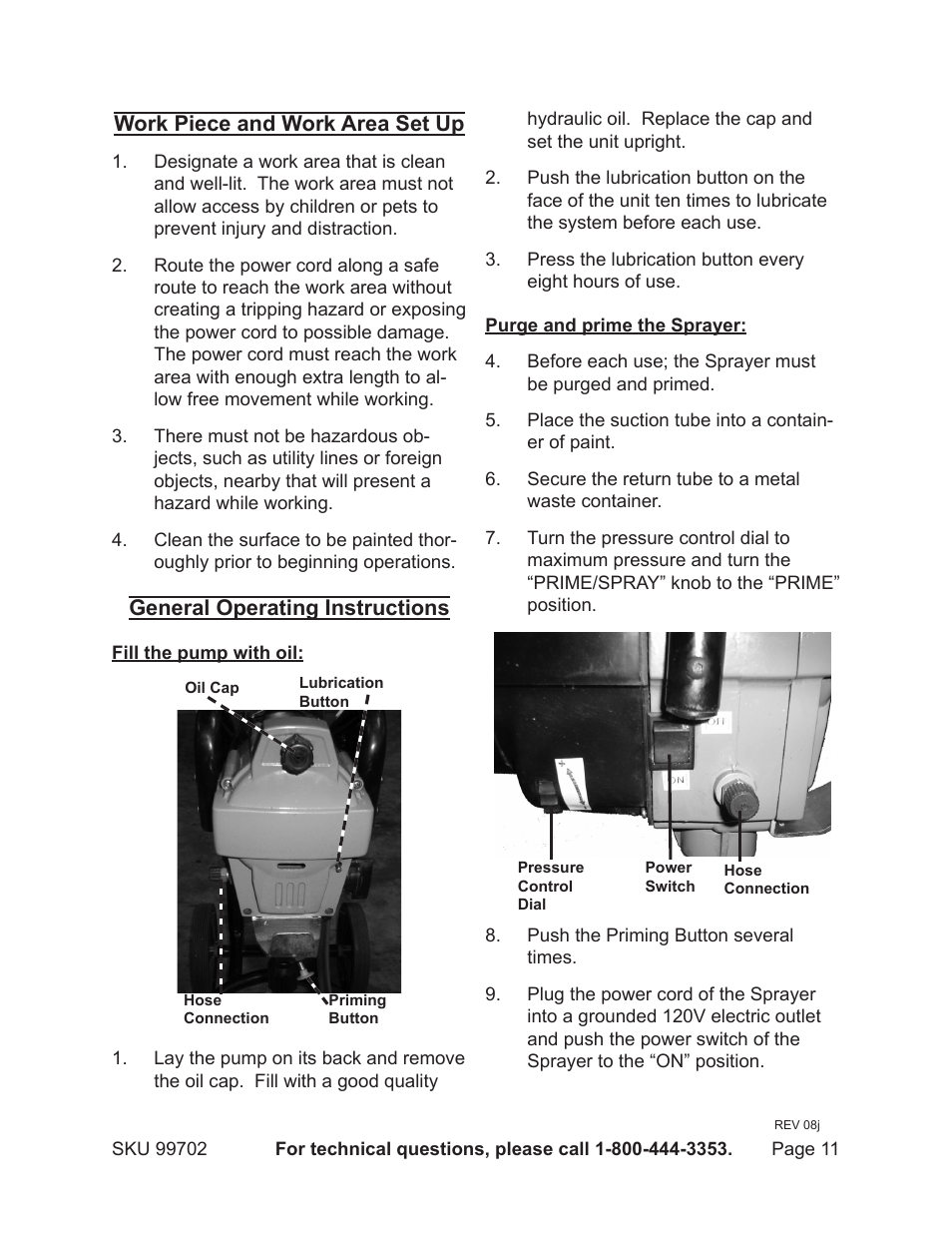 Work piece and work area set up, General operating instructions | Chicago Electric 99702 User Manual | Page 11 / 22