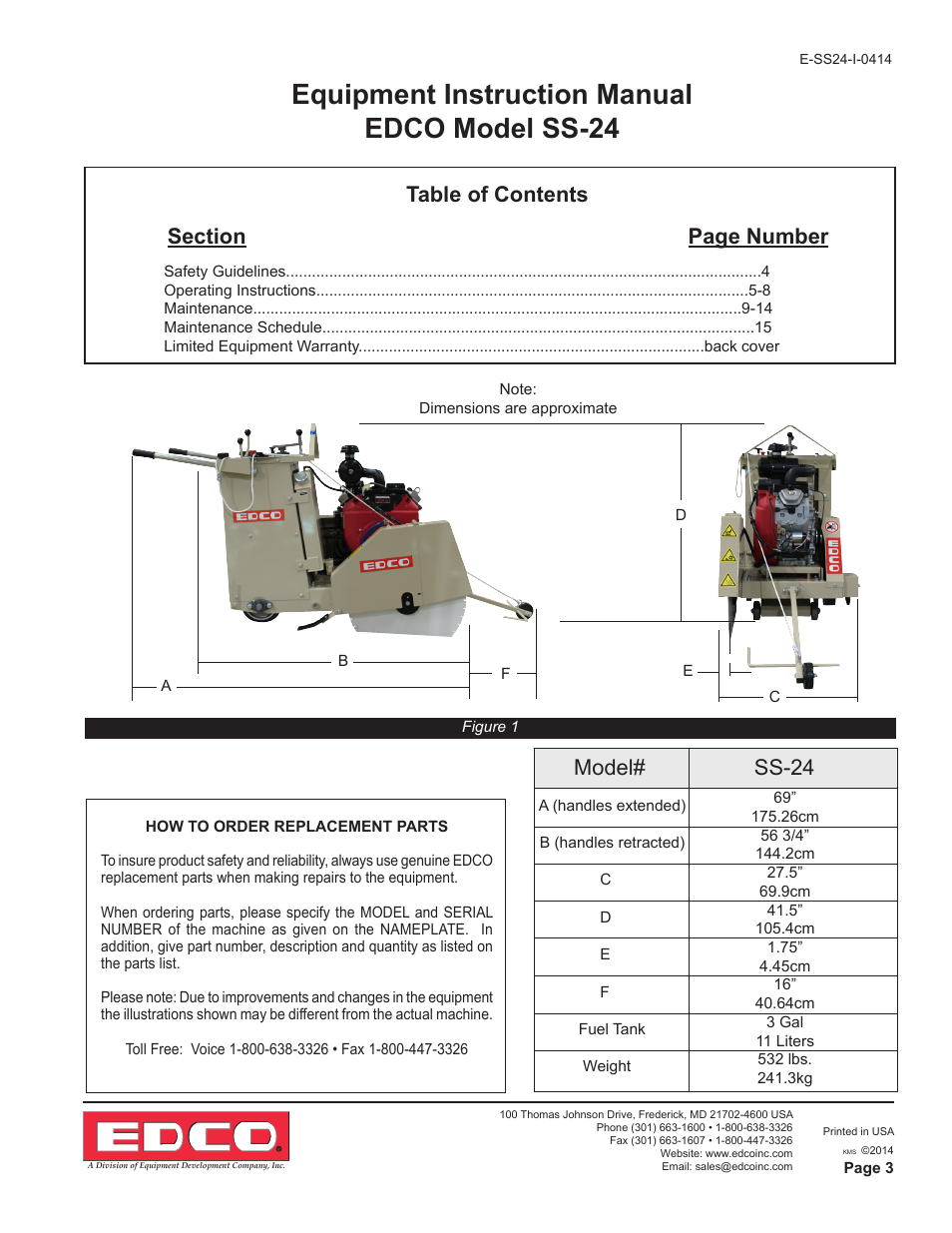 Equipment instruction manual edco model ss-24 | EDCO SS-24 User Manual | Page 3 / 16