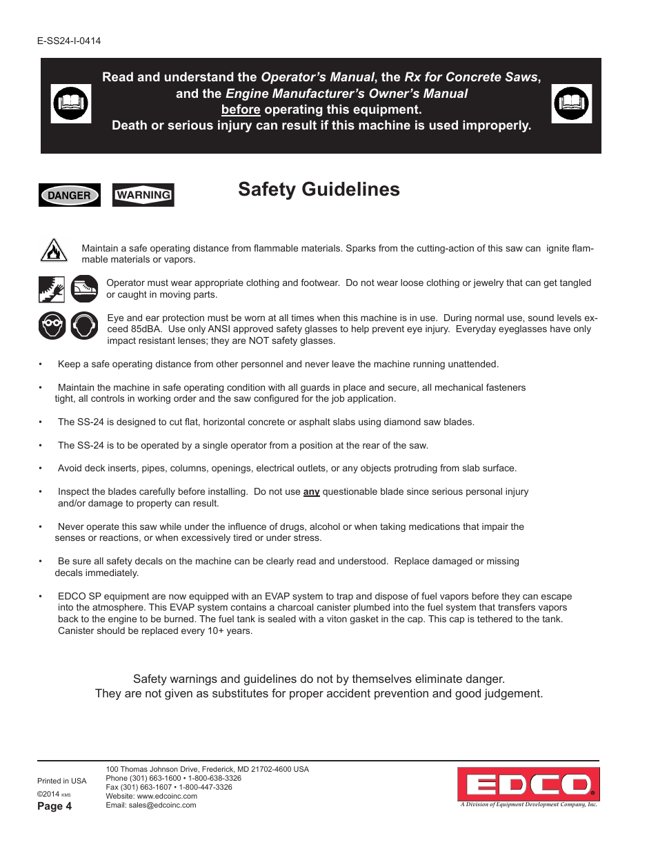 Safety guidelines | EDCO SS-24 User Manual | Page 4 / 16