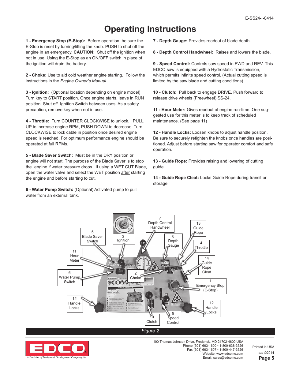 Operating instructions | EDCO SS-24 User Manual | Page 5 / 16