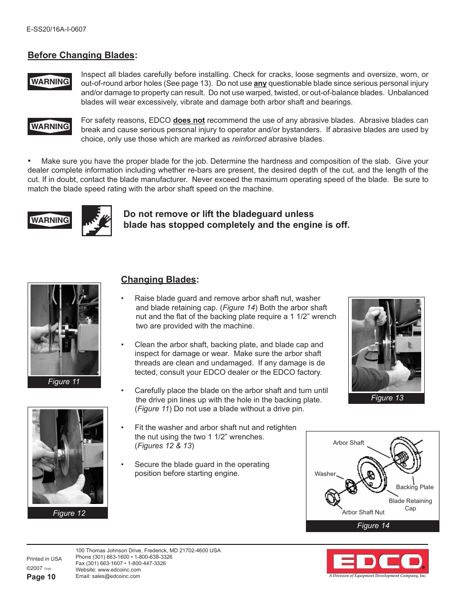 Before changing blades | EDCO SS-16A User Manual | Page 10 / 16