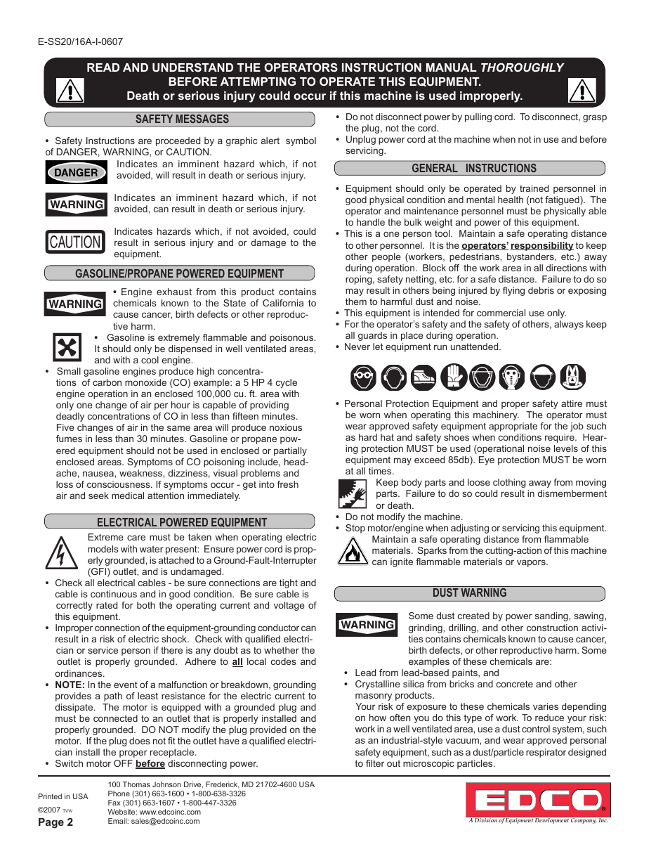 EDCO SS-16A User Manual | Page 2 / 16