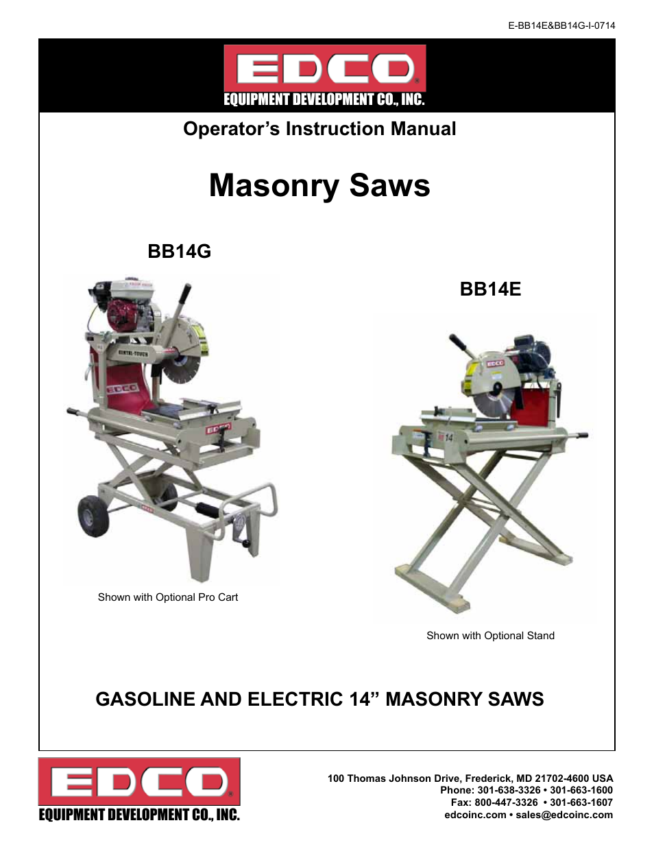 EDCO BB14E User Manual | 20 pages