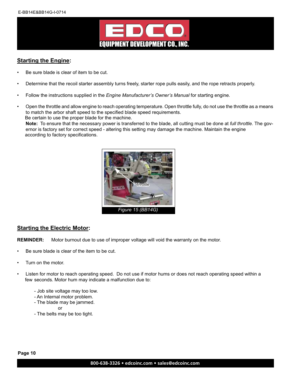 Equipment development co., inc | EDCO BB14E User Manual | Page 10 / 20