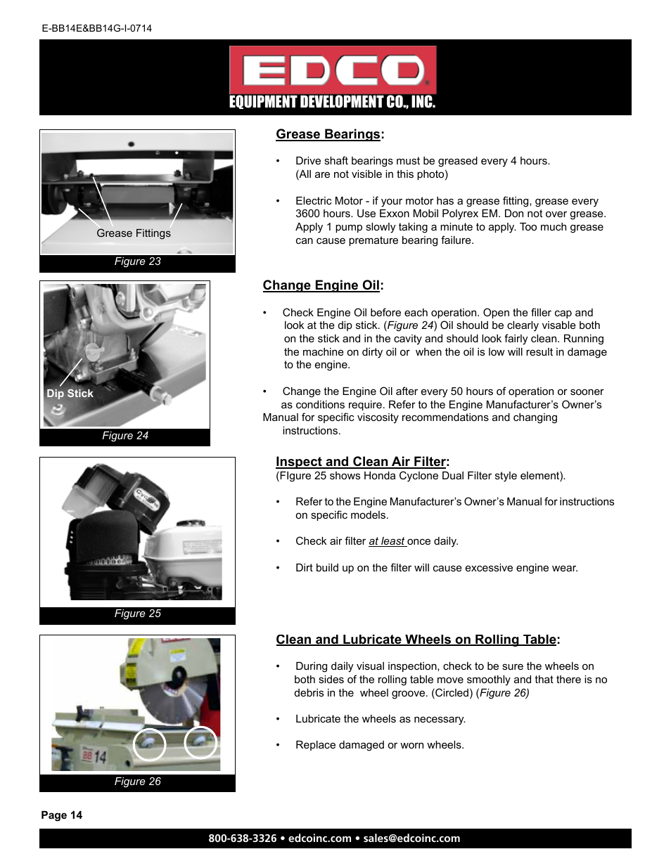 Equipment development co., inc | EDCO BB14E User Manual | Page 14 / 20