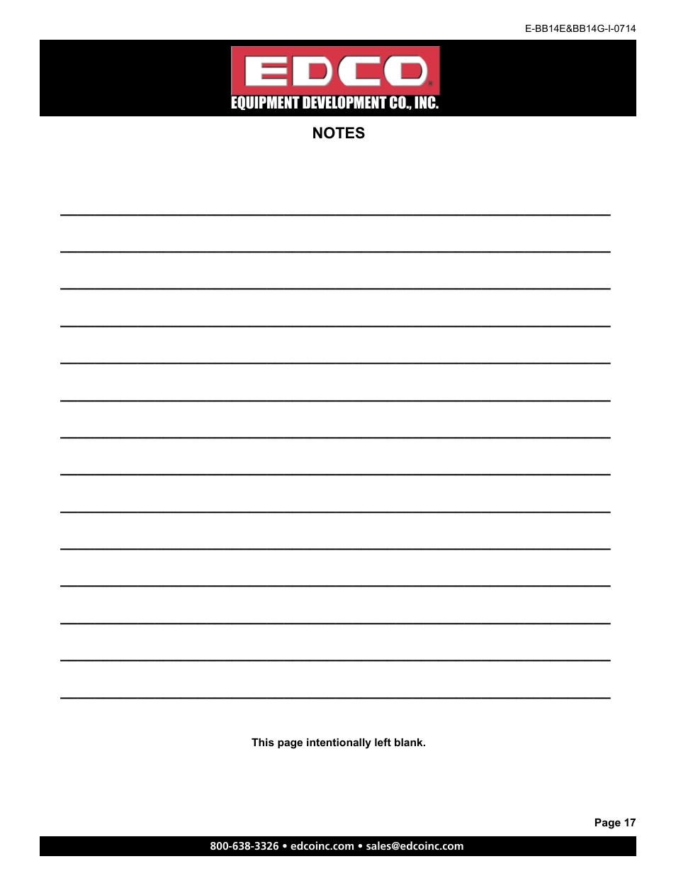 EDCO BB14E User Manual | Page 17 / 20