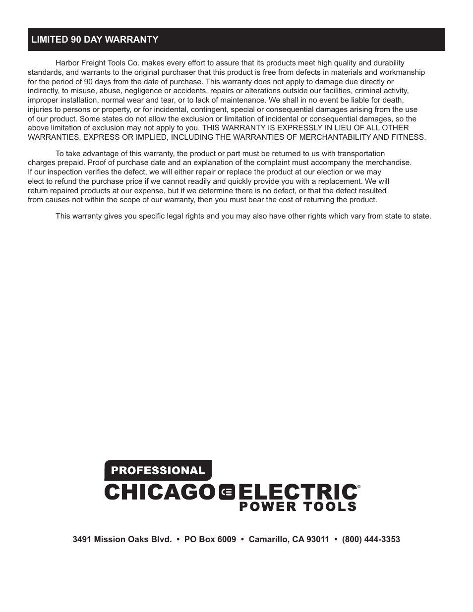 Chicago Electric 68568 User Manual | Page 12 / 12