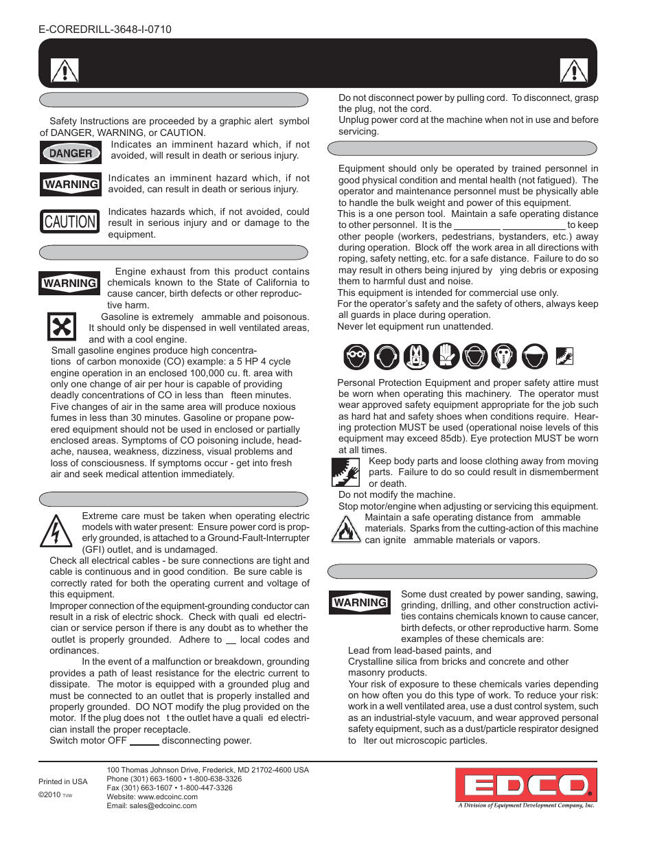 EDCO 48 CORE DRILL User Manual | Page 2 / 12