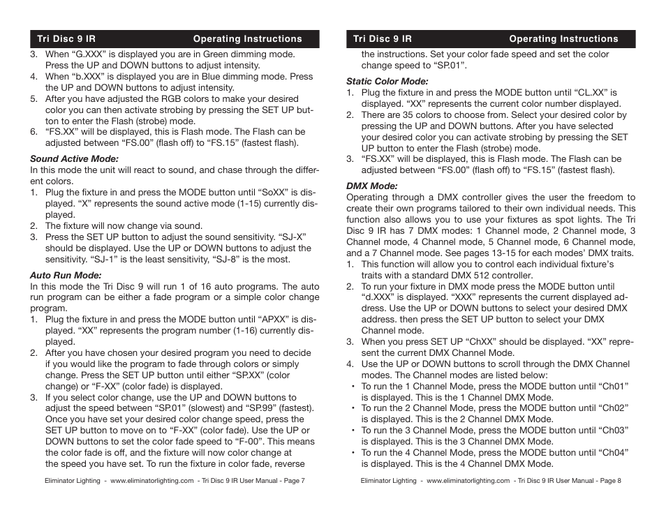 Eliminator Lighting TRiDiSC 9 IR User Manual | Page 4 / 10