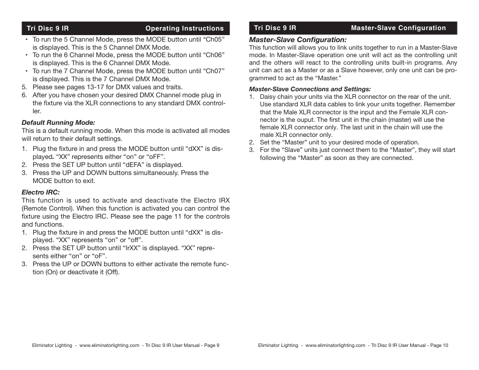 Eliminator Lighting TRiDiSC 9 IR User Manual | Page 5 / 10