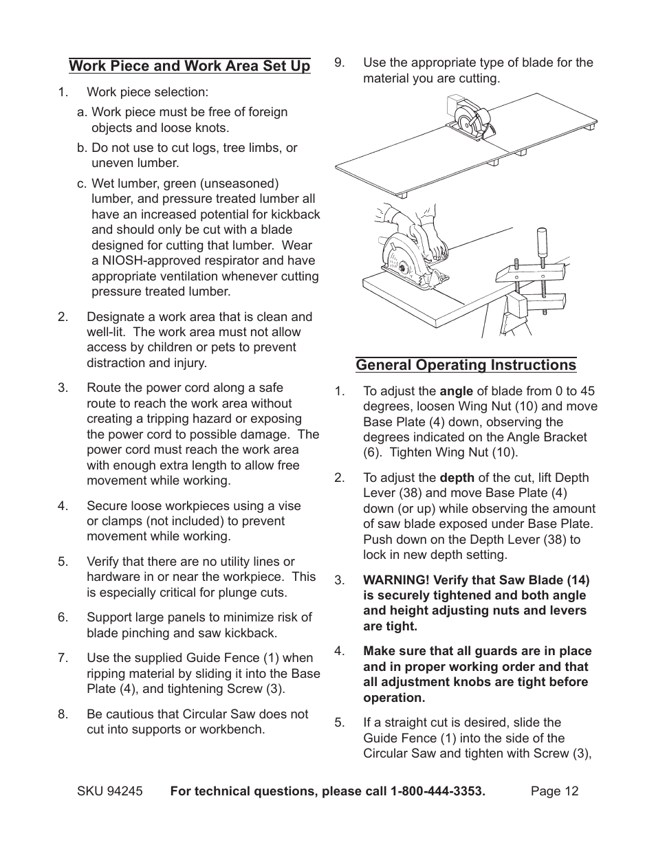 Harbor Freight Tools Model 94245 User Manual | Page 12 / 18