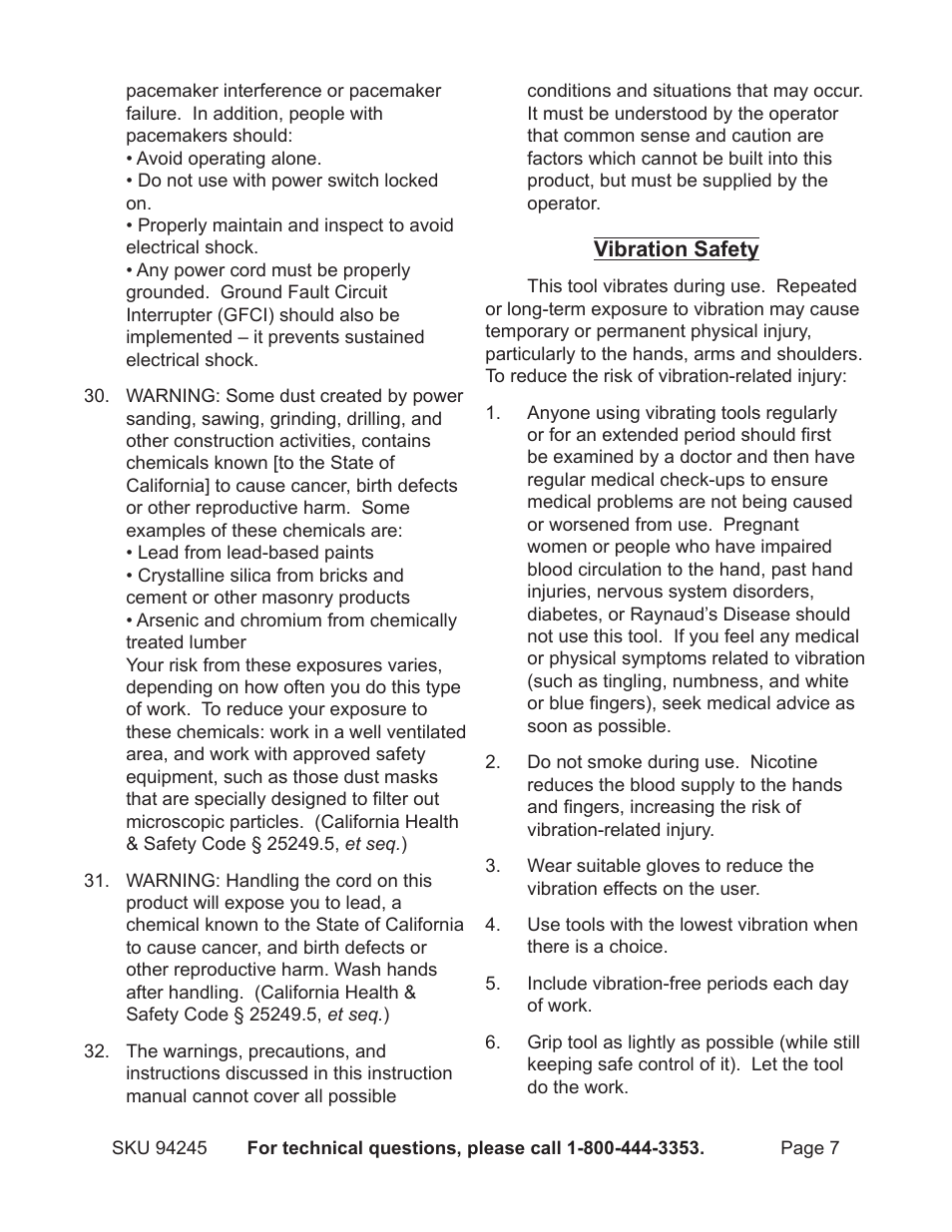 Harbor Freight Tools Model 94245 User Manual | Page 7 / 18