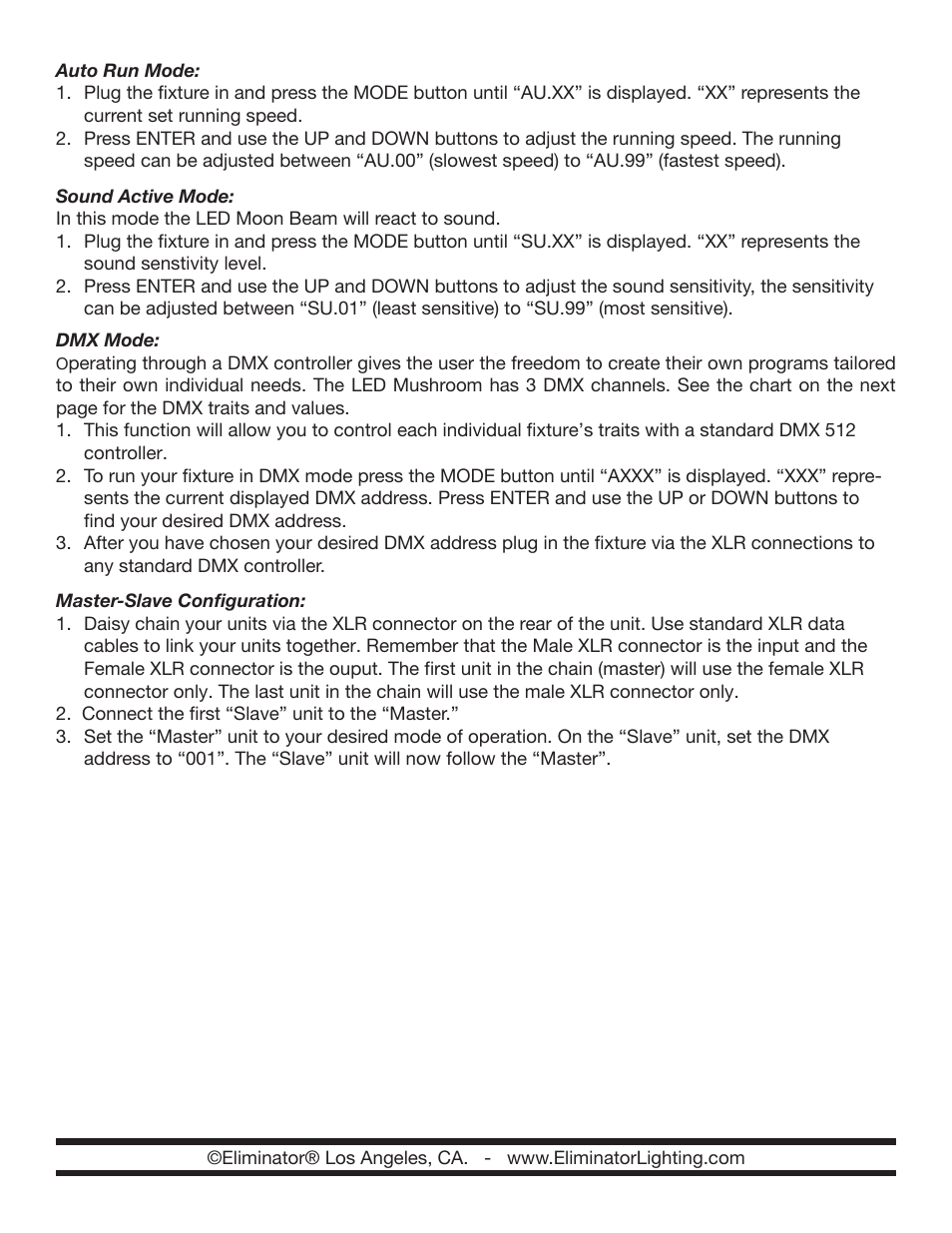 Eliminator Lighting LED Moon Beam User Manual | Page 2 / 3