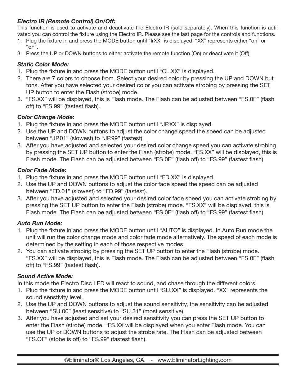 Eliminator Lighting Electro Disc LED User Manual | Page 2 / 4