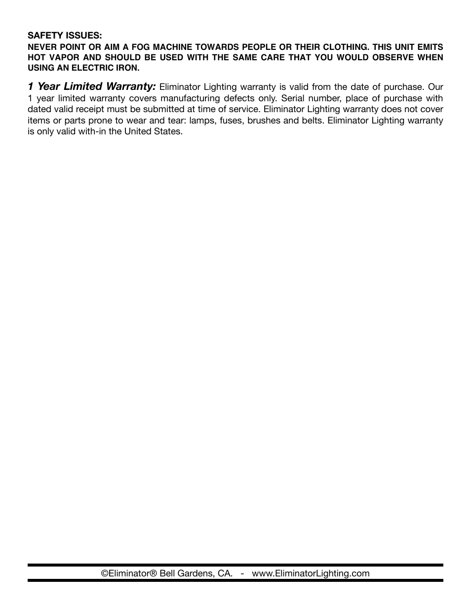 Eliminator Lighting E-118 User Manual | Page 2 / 2