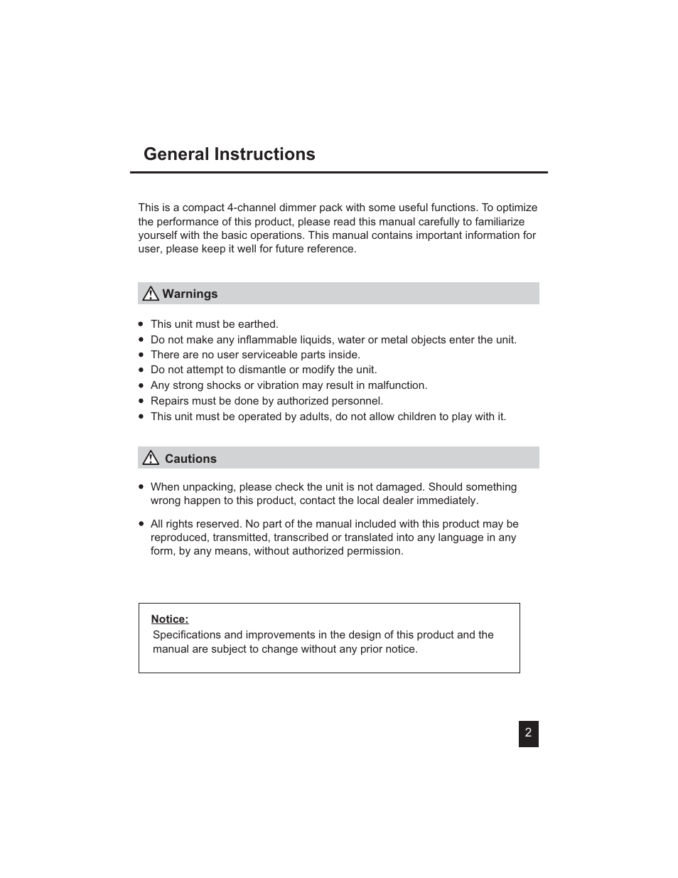 General instructions | Eliminator Lighting ED-15 User Manual | Page 3 / 8
