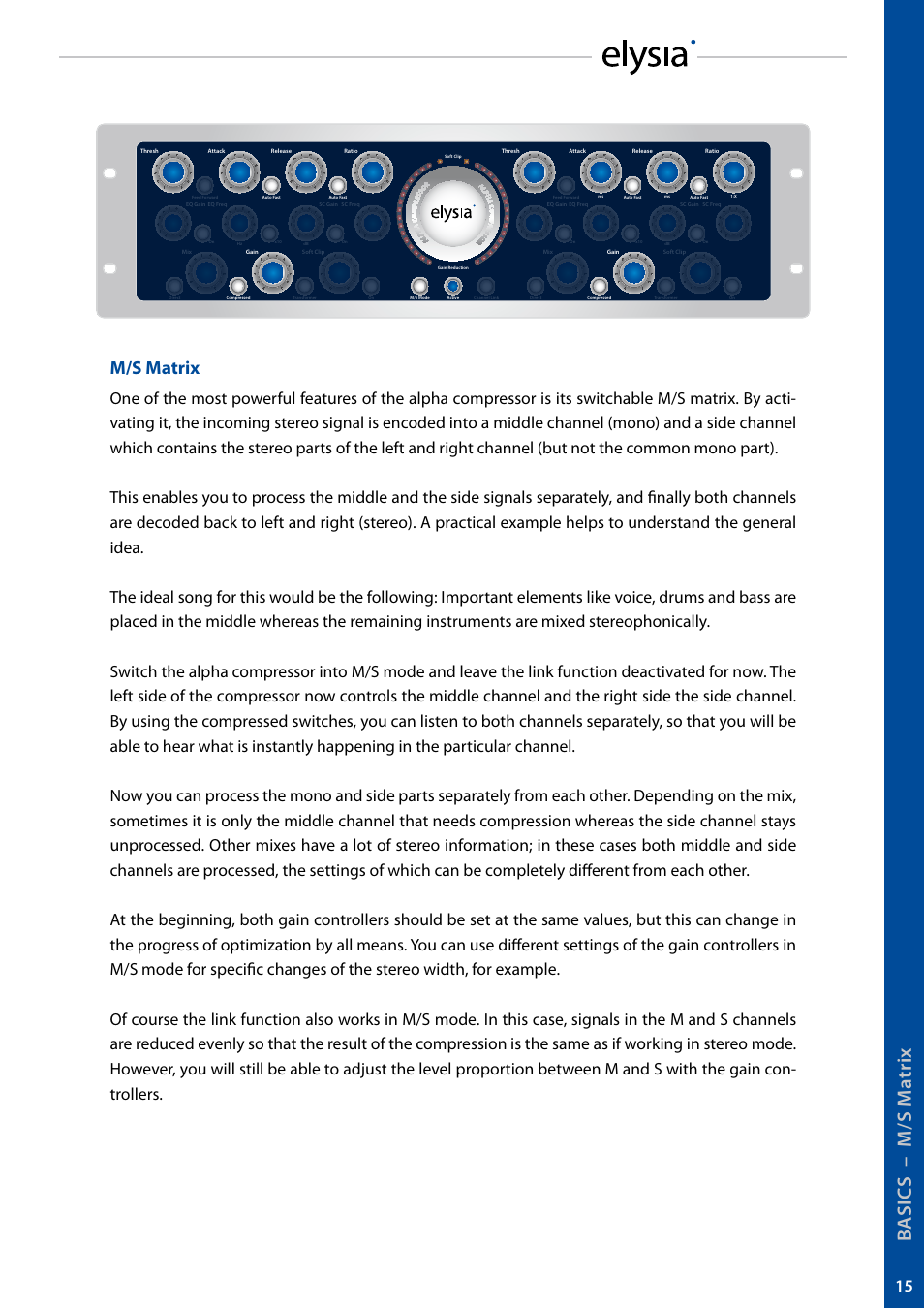 Ba si c s – m /s m at ri x, M/s matrix | elysia alpha compressor User Manual | Page 15 / 39