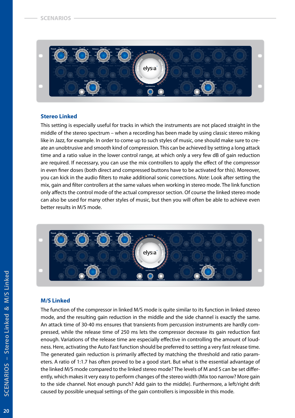 Stereo linked, M/s linked, Scenarios | elysia alpha compressor User Manual | Page 20 / 39