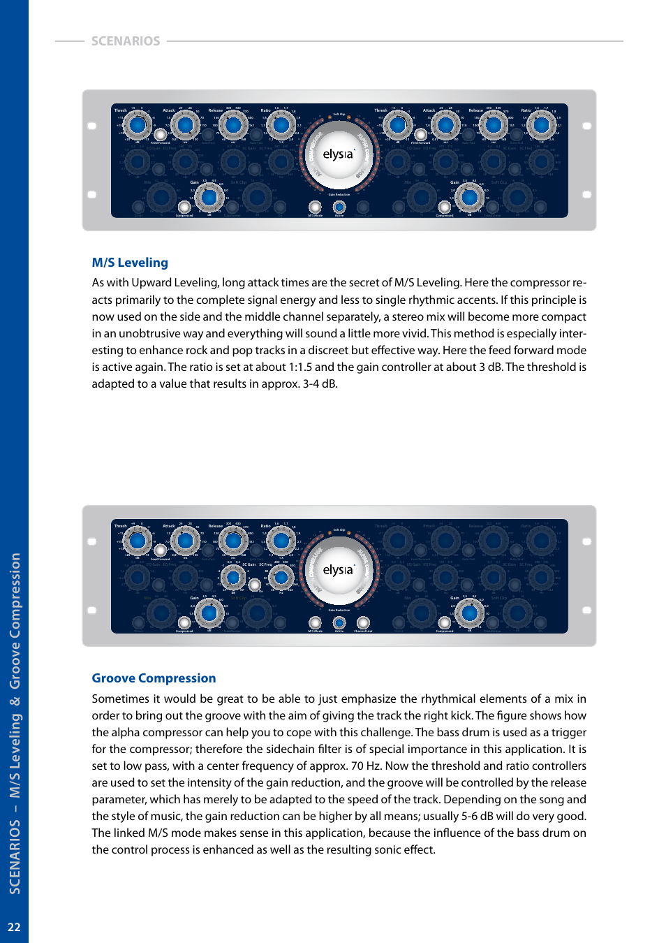 M/s leveling, Groove compression, Scenarios | elysia alpha compressor User Manual | Page 22 / 39