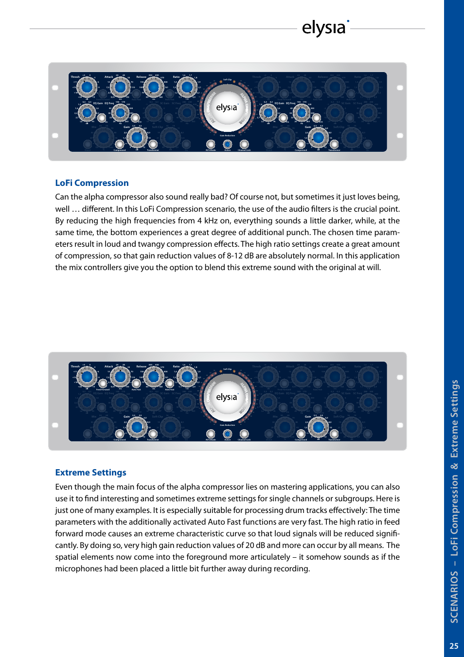 Lofi compression, Extreme settings | elysia alpha compressor User Manual | Page 25 / 39