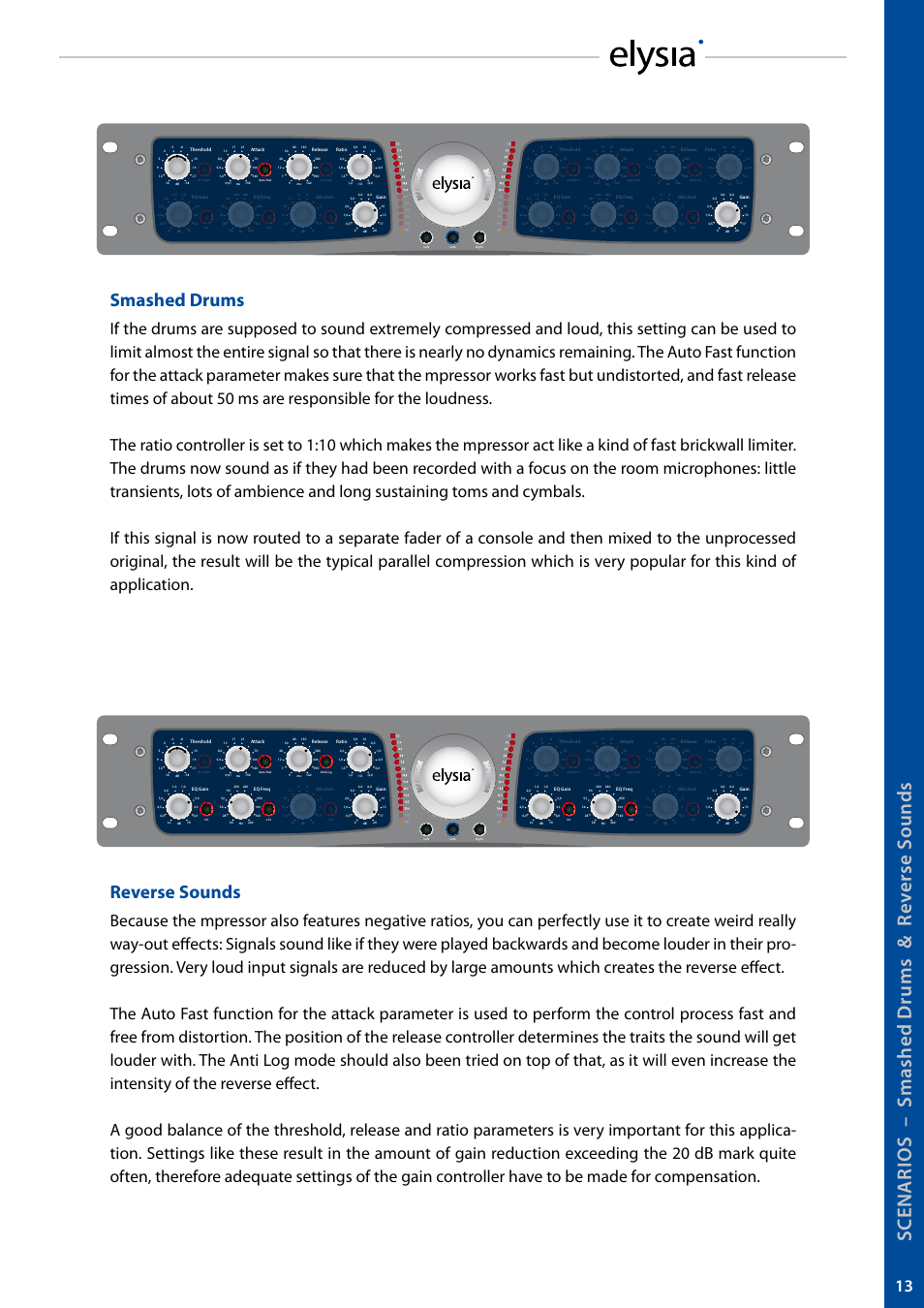 Smashed drums, Reverse sounds | elysia mpressor User Manual | Page 13 / 27