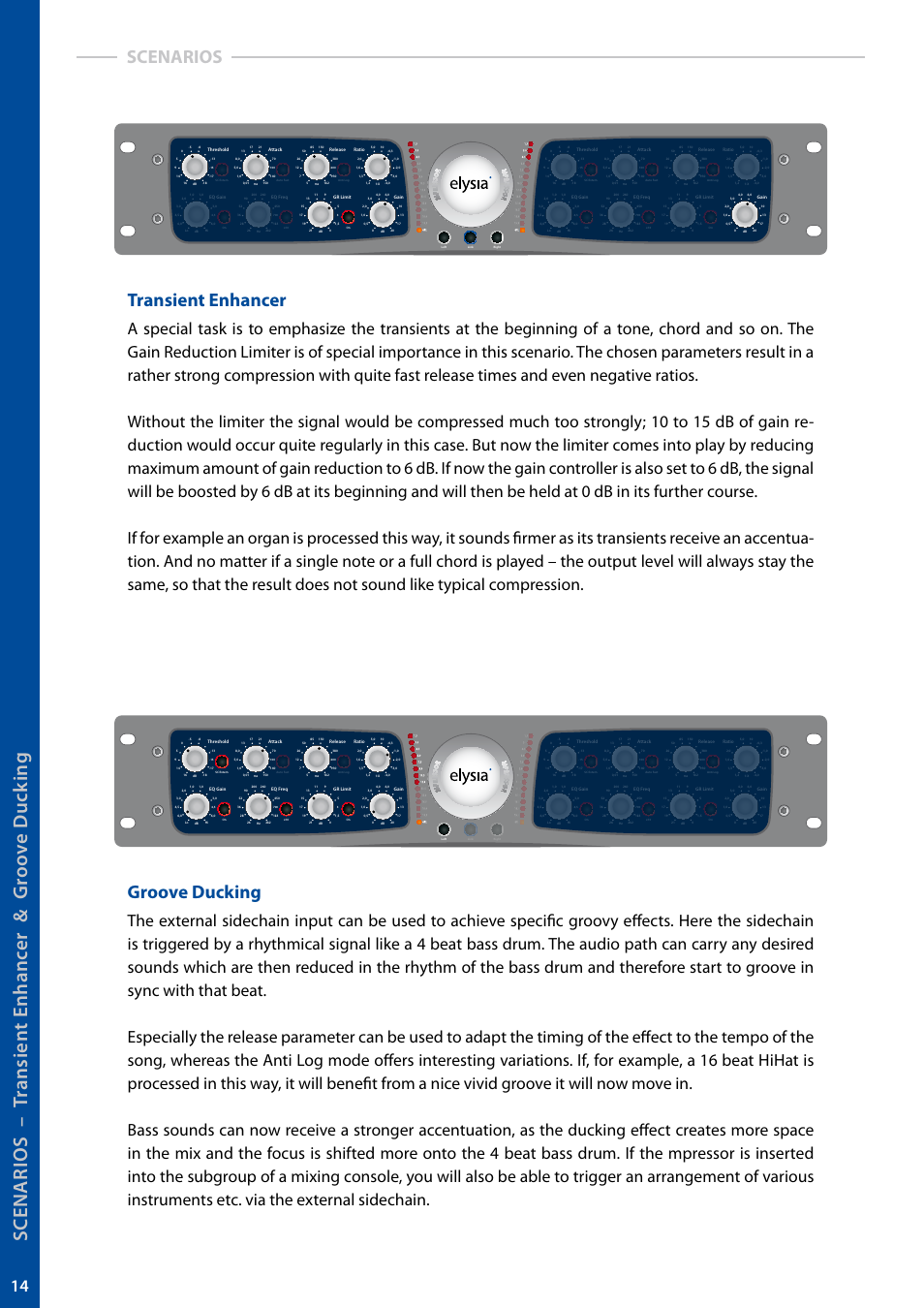 Transient enhancer, Groove ducking, Scenarios | elysia mpressor User Manual | Page 14 / 27