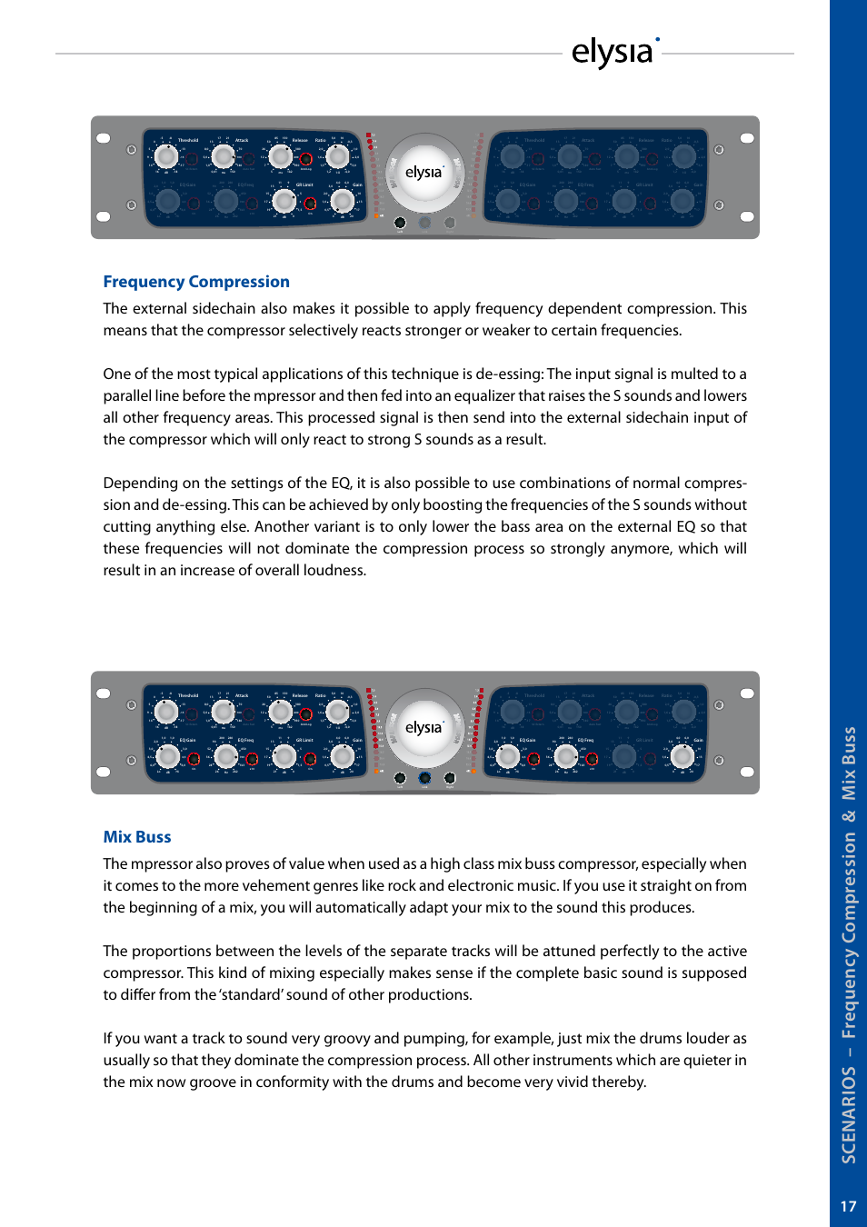 Frequency compression, Mix buss | elysia mpressor User Manual | Page 17 / 27