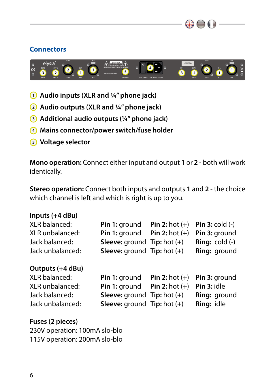 Connectors | elysia nvelope User Manual | Page 6 / 16