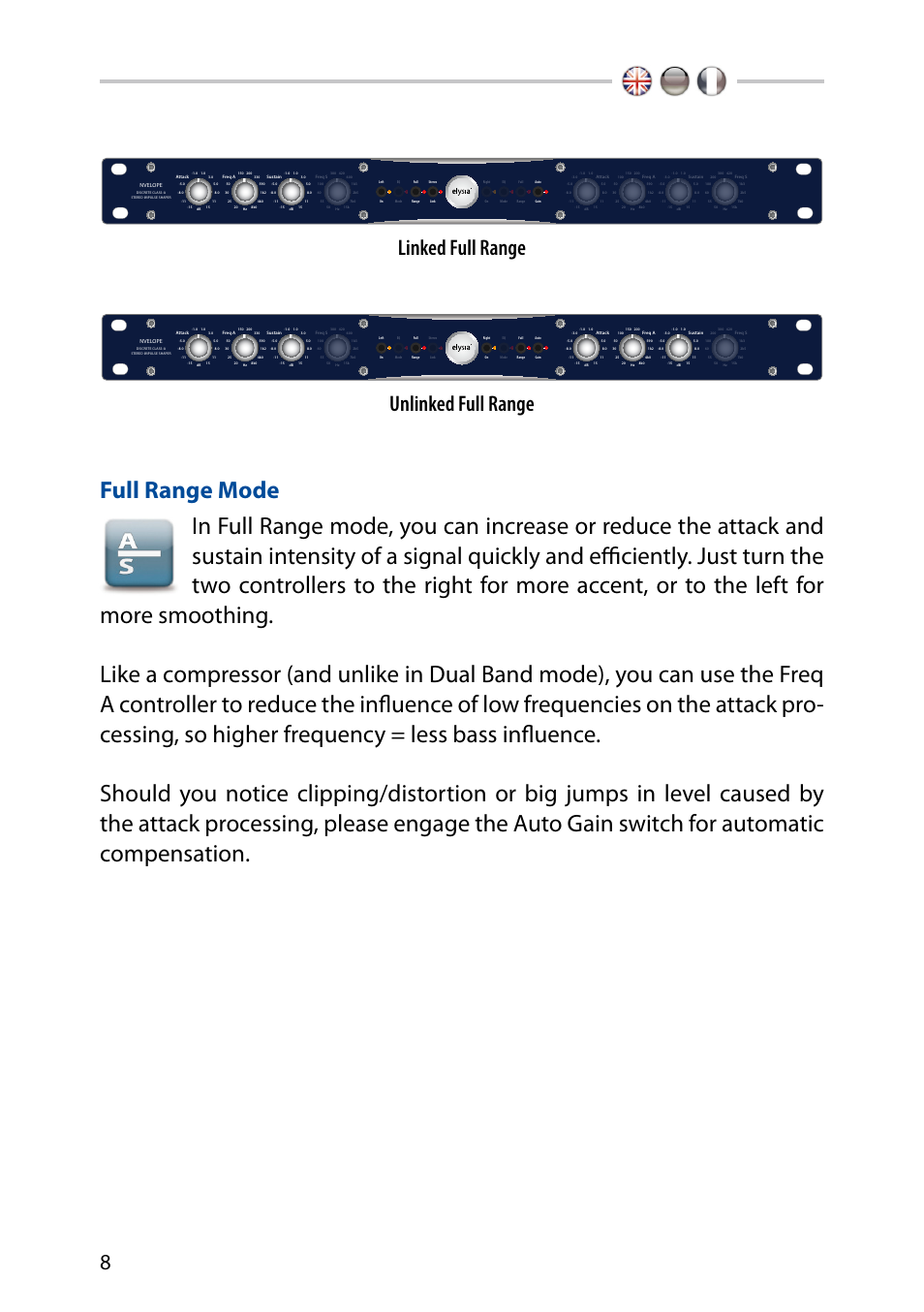 Full range mode, Linked full range unlinked full range | elysia nvelope User Manual | Page 8 / 16