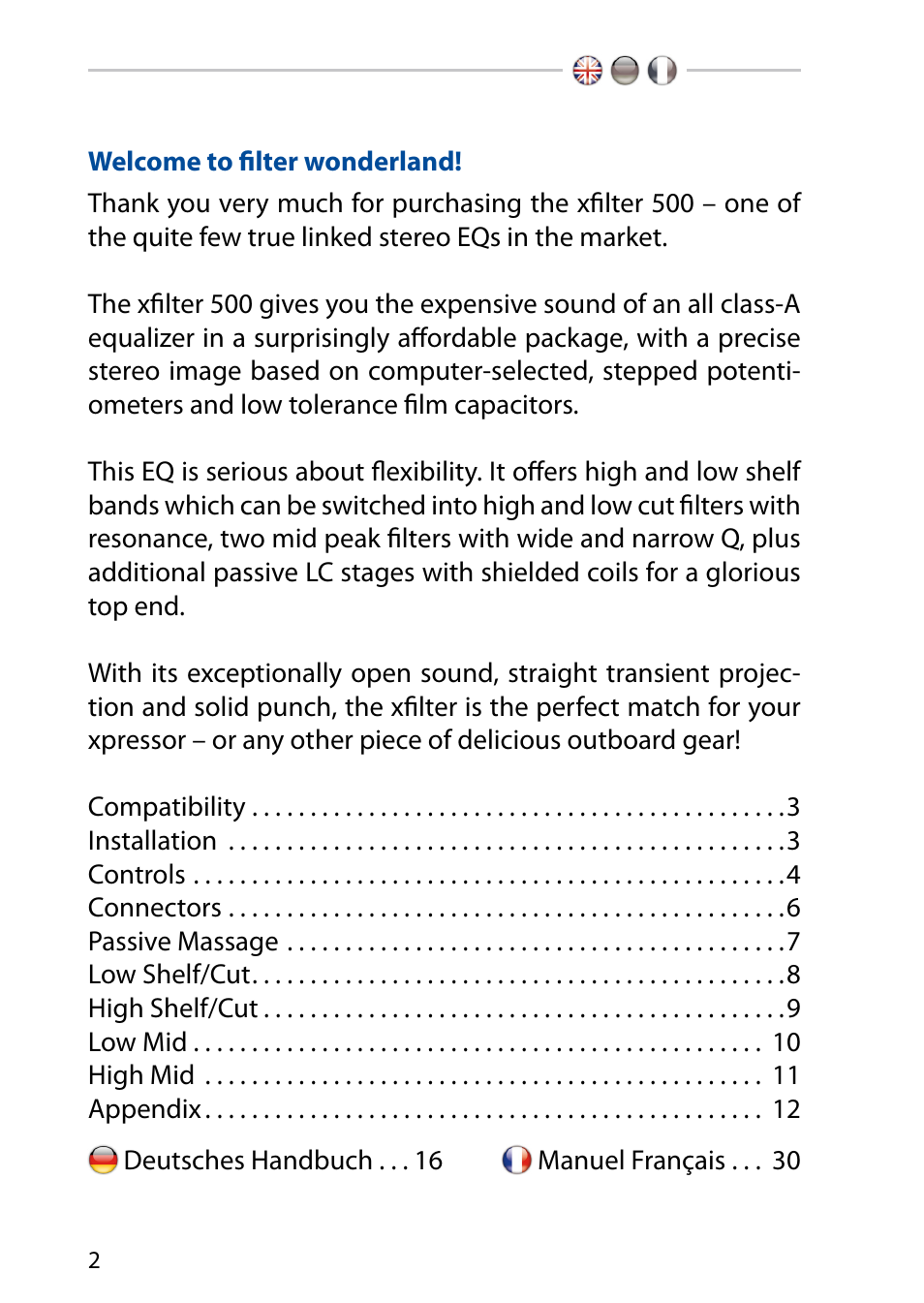 elysia xfilter 500 User Manual | Page 2 / 16