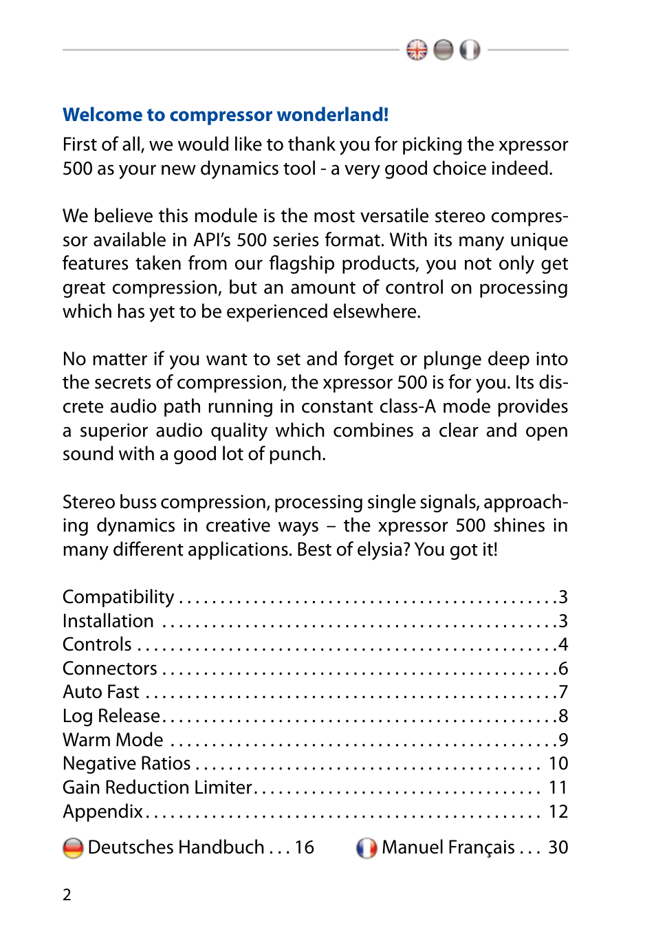 elysia xpressor 500 User Manual | Page 2 / 16