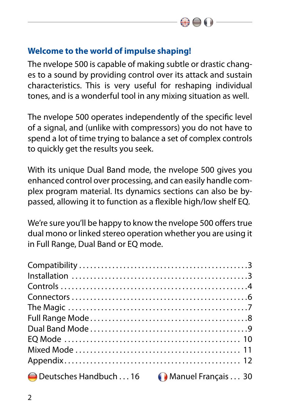 elysia nvelope 500 User Manual | Page 2 / 16