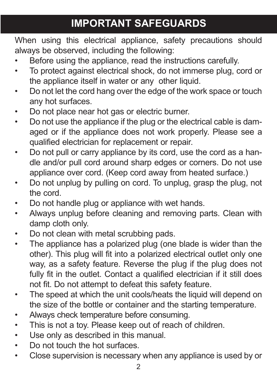 Important safeguards | Emerson Radio FR10BK User Manual | Page 2 / 11