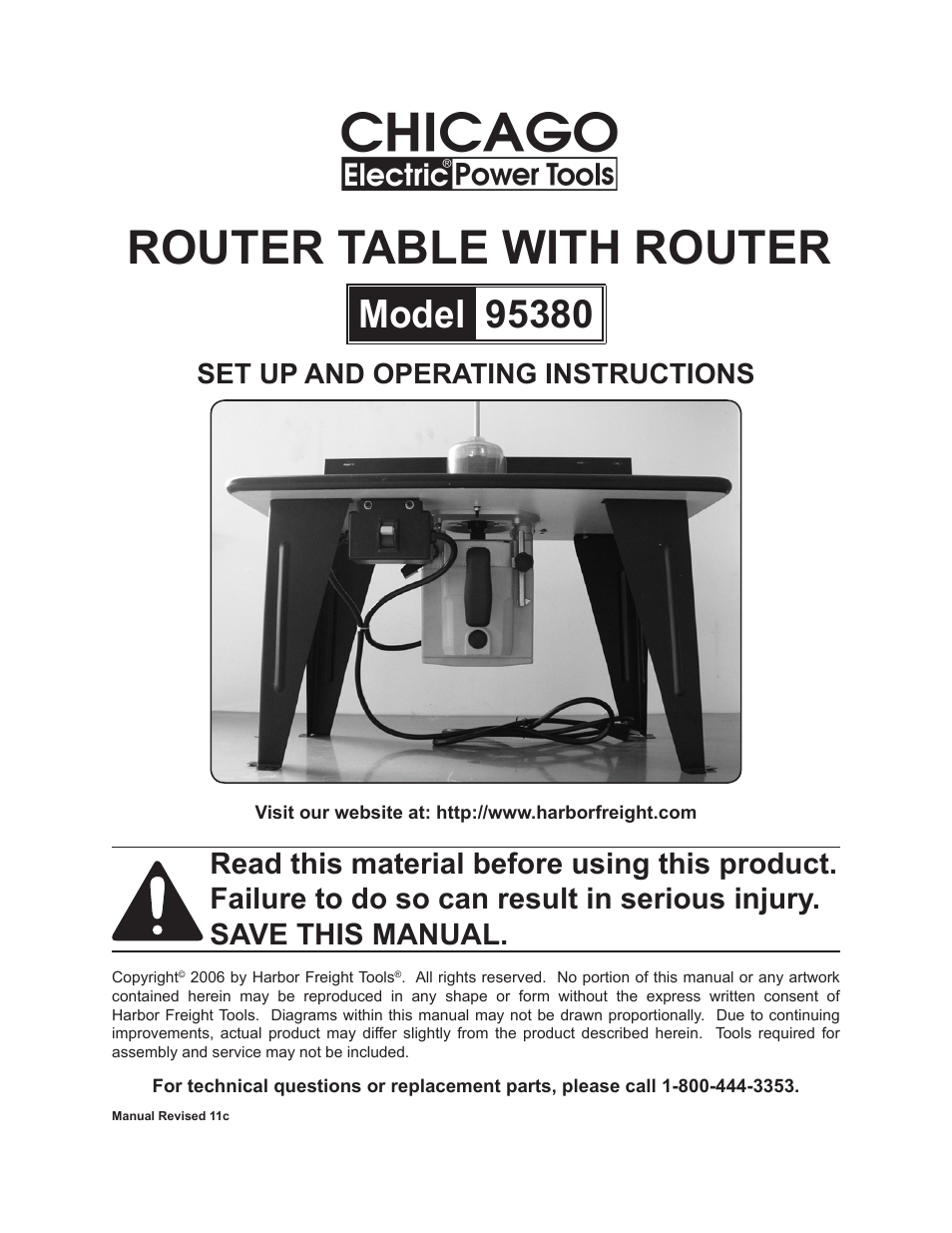 Chicago Electric ROUTER TABLE WITH ROUTER 95380 User Manual | 18 pages