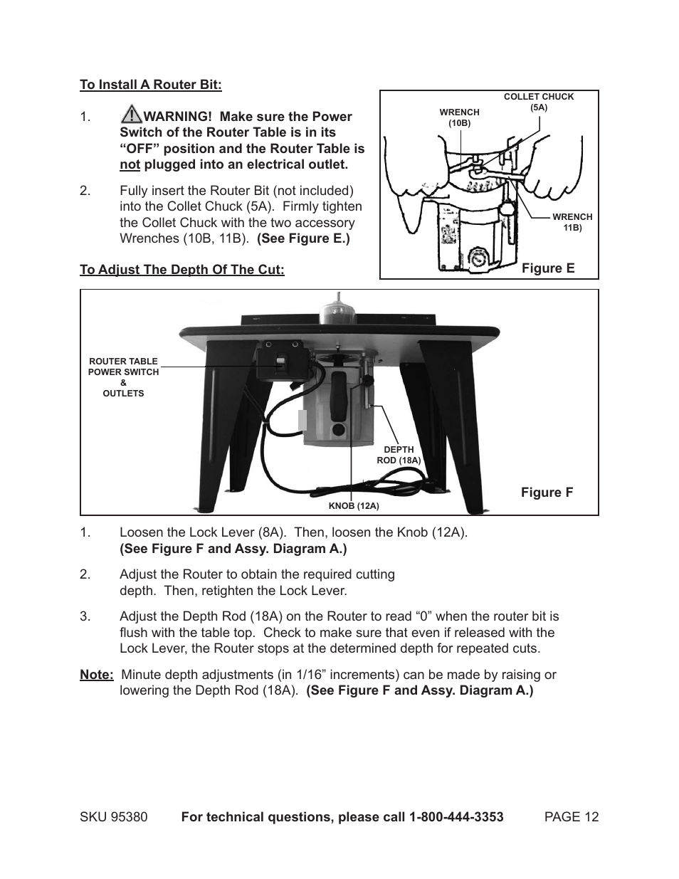 Chicago Electric ROUTER TABLE WITH ROUTER 95380 User Manual | Page 12 / 18
