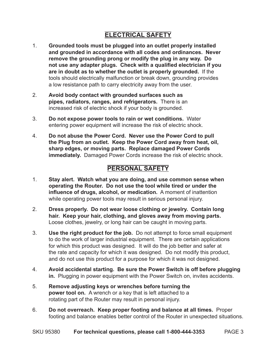 Chicago Electric ROUTER TABLE WITH ROUTER 95380 User Manual | Page 3 / 18