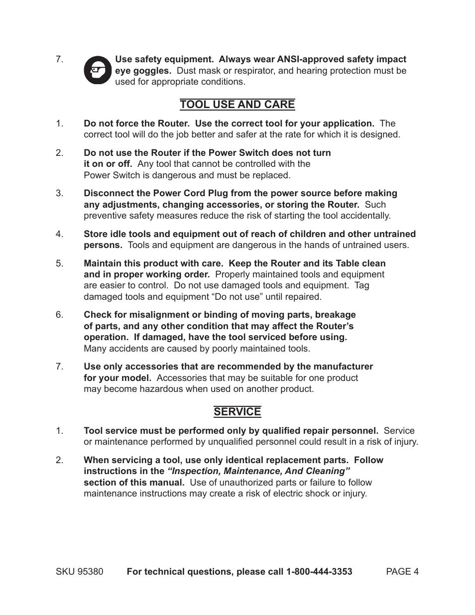 Chicago Electric ROUTER TABLE WITH ROUTER 95380 User Manual | Page 4 / 18