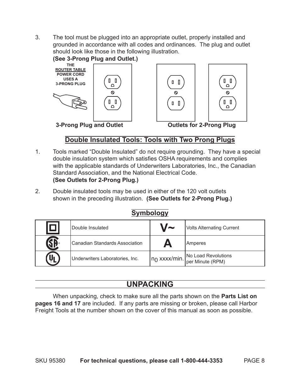 Unpacking | Chicago Electric ROUTER TABLE WITH ROUTER 95380 User Manual | Page 8 / 18