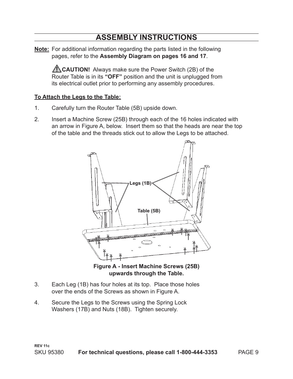 Assembly instructions | Chicago Electric ROUTER TABLE WITH ROUTER 95380 User Manual | Page 9 / 18