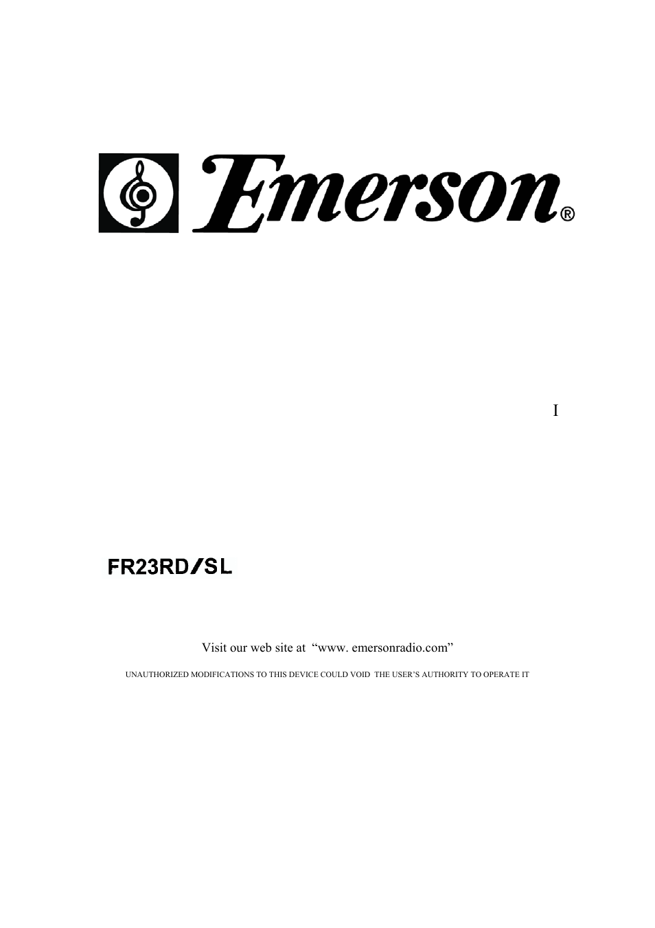 Emerson Radio FR23SL User Manual | 8 pages