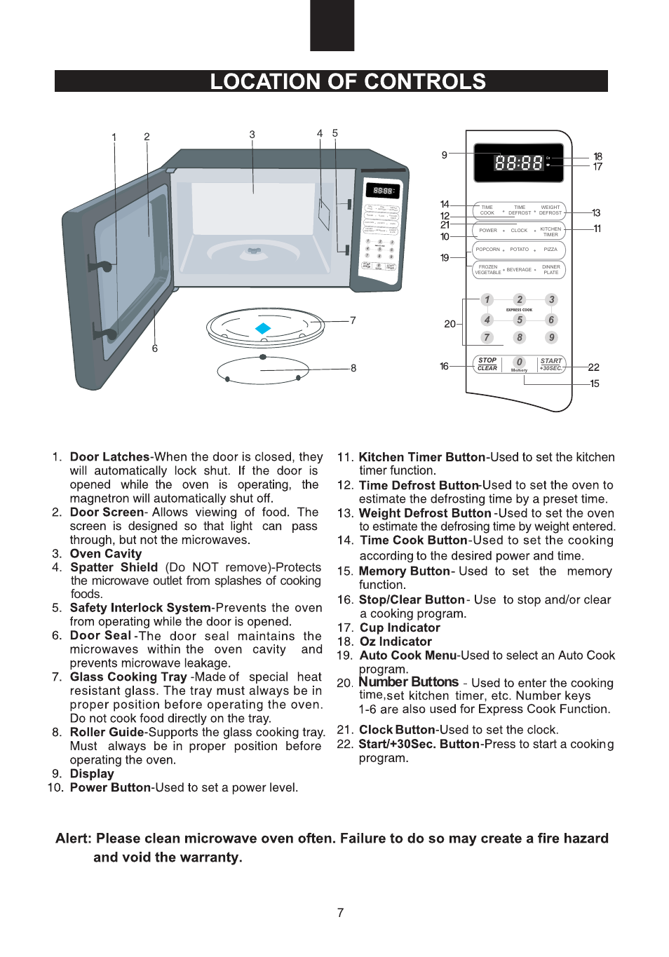 Number buttons | Emerson Radio MW1107B User Manual | Page 8 / 28