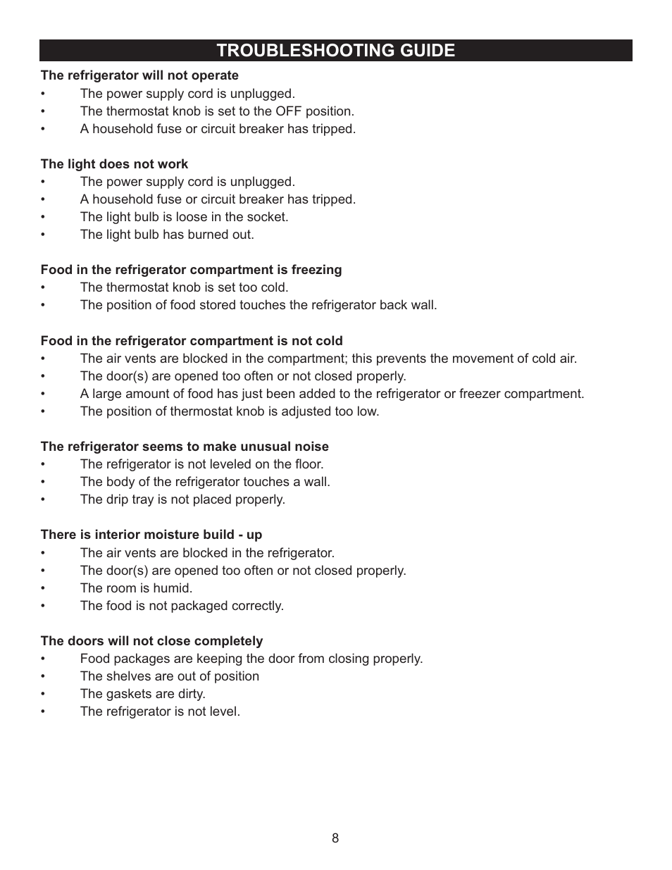 Troubleshooting guide | Emerson Radio CR500 User Manual | Page 8 / 11