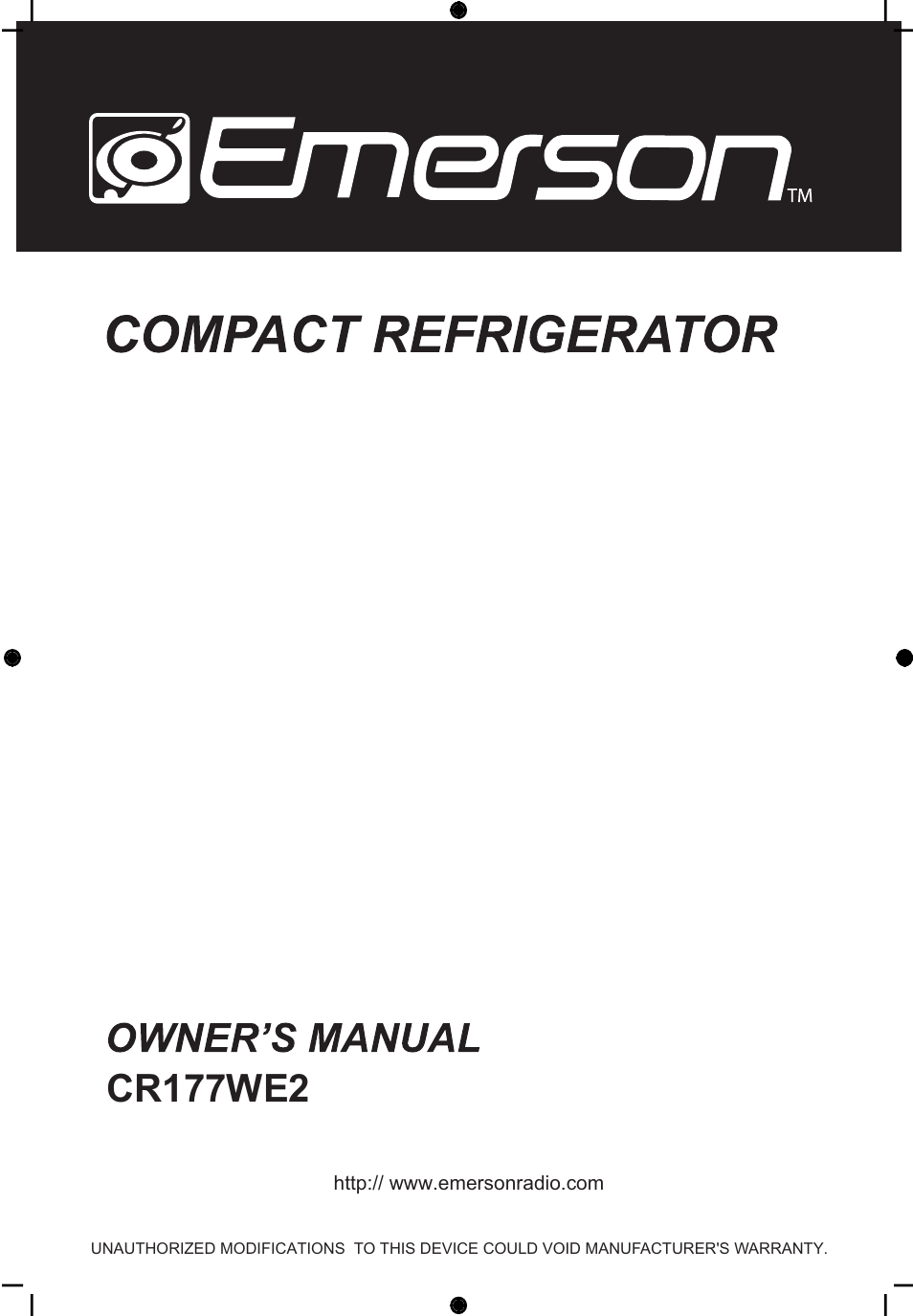 Emerson Radio CR177WE2 User Manual | 12 pages