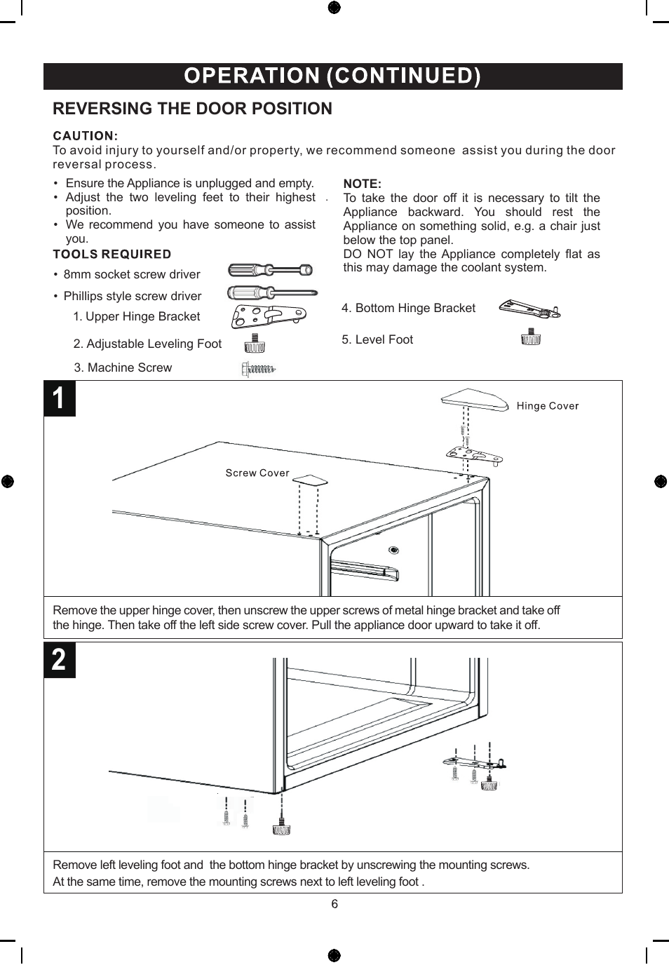 Reversing the door position | Emerson Radio CR177WE2 User Manual | Page 8 / 12