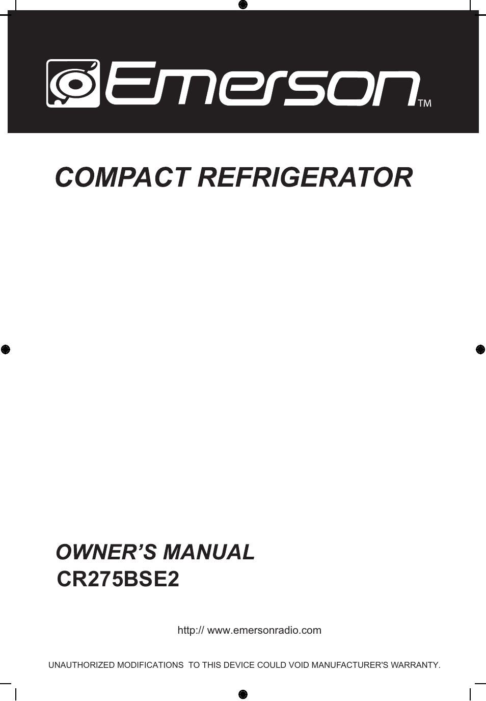 Emerson Radio CR275BSE2 User Manual | 12 pages