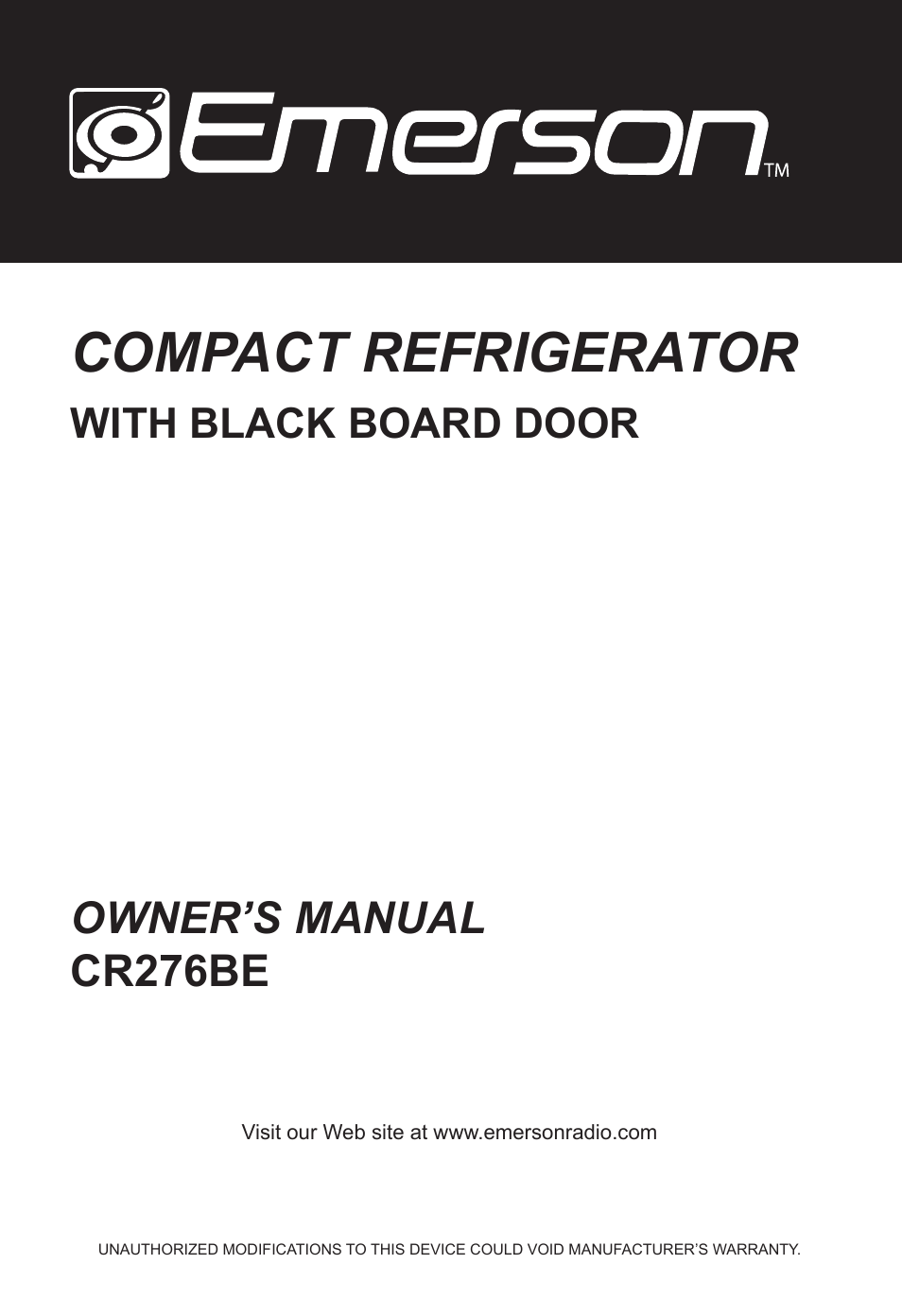 Emerson Radio CR276BE User Manual | 12 pages